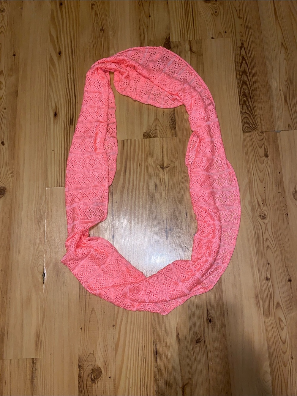 Lightweight Pink Crochet Infinity Scarf